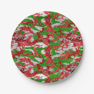 Haus Of Camo Silver Xmas Pattern Paper Plate