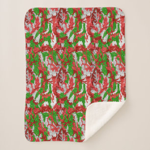 Haus Of Camo Silver Xmas Pattern Sherpa Blanket