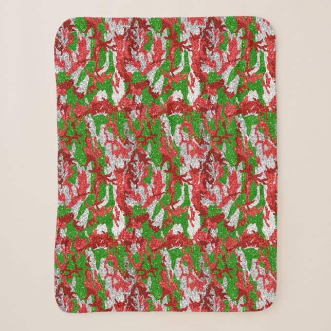 Haus Of Camo Silver Xmas Pattern Sherpa Blanket (Front)