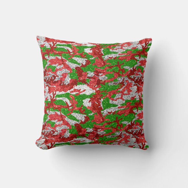 Haus Of Camo Silver Xmas Pattern Throw Pillow (Front)