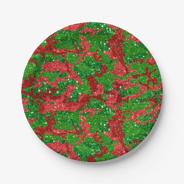 Haus Of Camo Xmas Glitter Camouflage Paper Plate (Front)