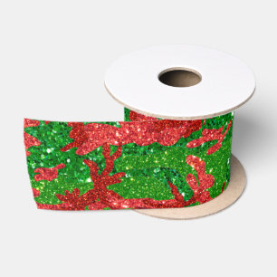 Haus Of Camo Xmas Glitter Camouflage Satin Ribbon