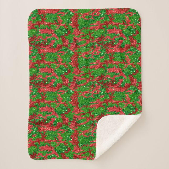 Haus Of Camo Xmas Glitter Camouflage Sherpa Blanket (Front)