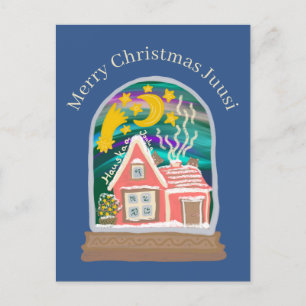 Hauskaa Joulua Merry Christmas Finnish cabin Postcard