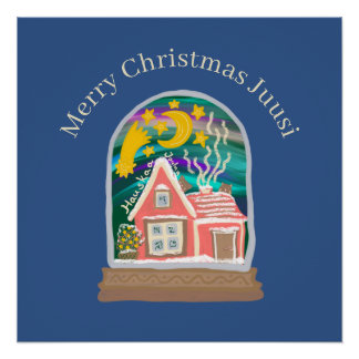 Hauskaa Joulua Merry Christmas Finnish cabin  Poster