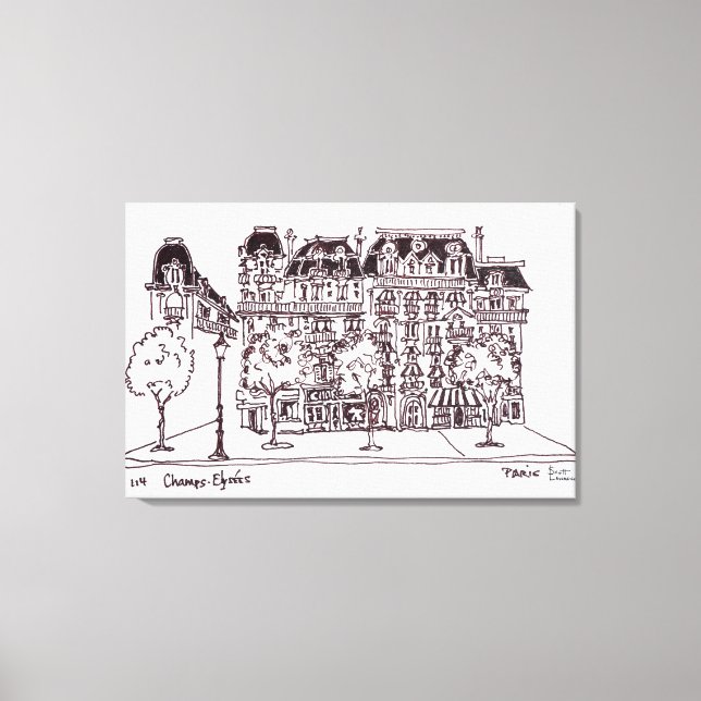 Haussmann Architecture | Champs Elysees, Paris Canvas Print (Front)