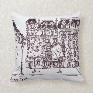 Haussmann Architecture   Champs Elysees, Paris Throw Pillow