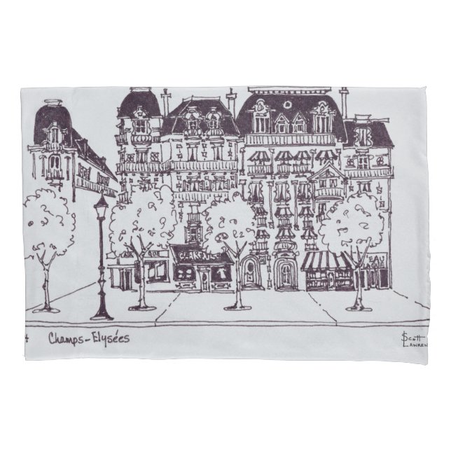 Haussmann Architecture | Champs Elysees Pillowcase (Front-Left)