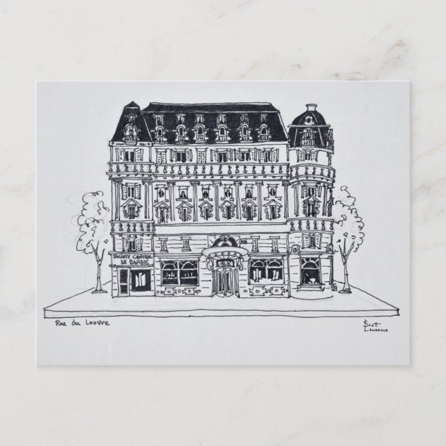 Haussmann Architecture | Rue du Louvre, Paris Postcard (Front)