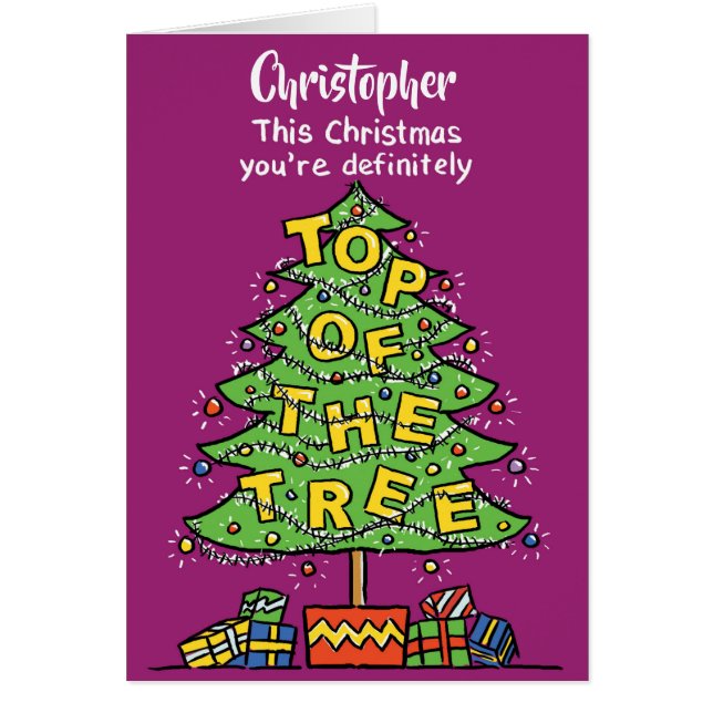 Haut de l'arbre. Carte de Noël personnalisée (Devant)