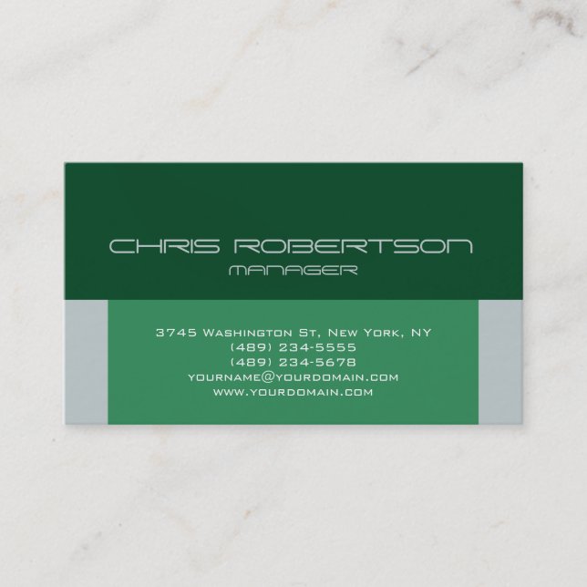 Haut Forest Sea Green Carte de visite contemporain (Devant)
