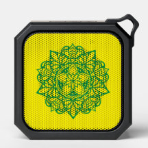 Haut-parleur Bluetooth Mandala vert et jaune amusa