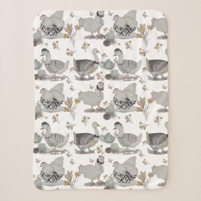 Haute Couture Chicken print Baby Blanket (Front)