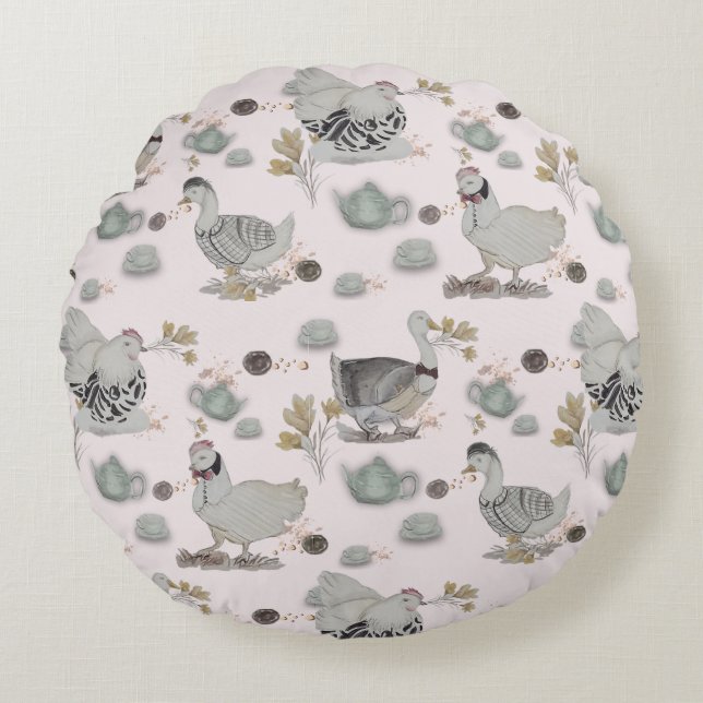 Haute Couture Print Kidsroom Round Pillow (Front)