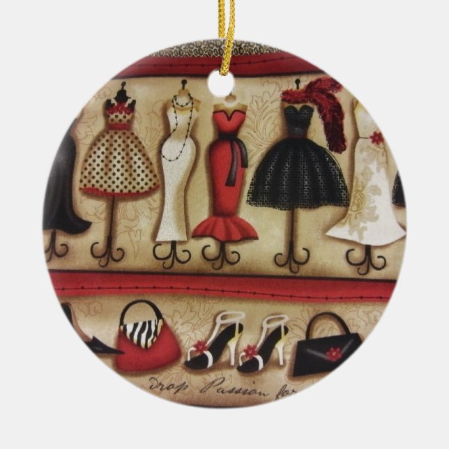 Haute Fashion Ceramic Ornament (Front)