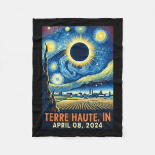 Haute Indiana Total Solar Eclipse 2024 Starry Nigh Fleece Blanket