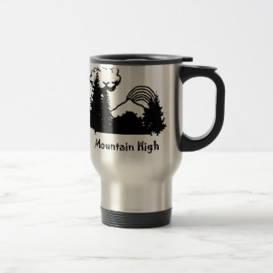 Haute tasse de voyage d'argent de logo de montagne