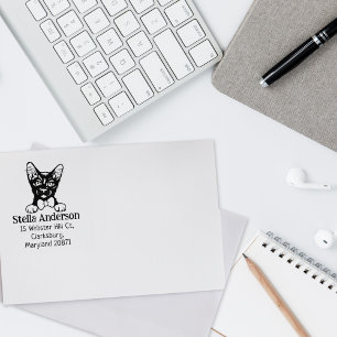 Havana Brown Cat Return Address Pet  Rubber Stamp