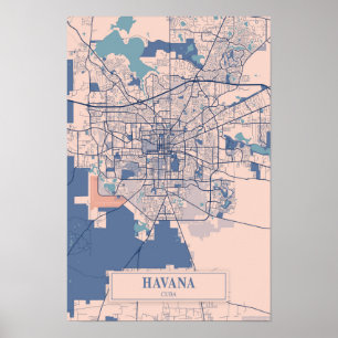 Havana Cuba Breezy City Map Travel Poster