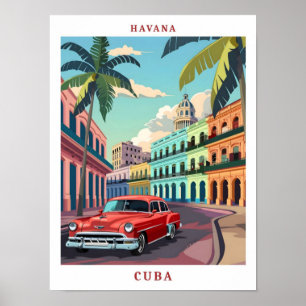 Havana Cuba Elegant Art Vintage Travel Poster