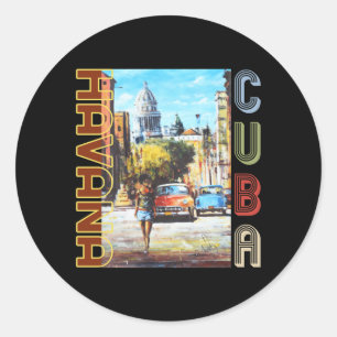 Havana Cuba Fine Art - Capitolio Woman Classic Round Sticker