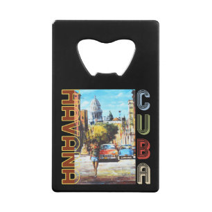 Havana Cuba Fine Art - Capitolio Woman Credit Card Bottle Opener