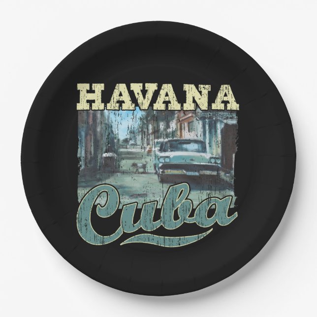 Havana Cuba Graffiti Street Art - Love Habana Paper Plate (Front)