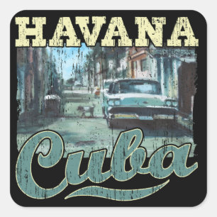 Havana Cuba Graffiti Street Art - Love Habana Square Sticker