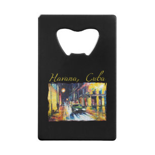 Havana Cuba - Habana Vieja Night Scene Credit Card Bottle Opener