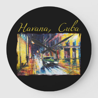 Havana Cuba - Habana Vieja Night Scene Large Clock