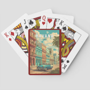 Havana Cuba Illustration Travel Art Vintage Playing Cards