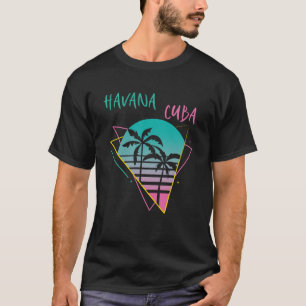 Havana Cuba Palm trees Retro Ocean Surfing Hispani T-Shirt