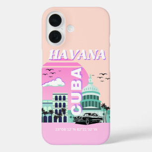 Havana Cuba Pink Travel Art iPhone 16 Case
