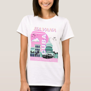Havana Cuba Pink Travel Art T-Shirt