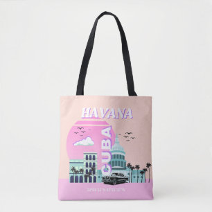 Havana Cuba Pink Travel Art Tote Bag
