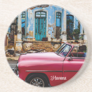 Havana Cuba Red Vintage Car Coaster