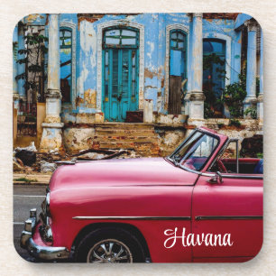 Havana Cuba Red Vintage Car                     Coaster