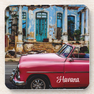 Havana Cuba Red Vintage Car Coaster
