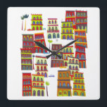 Havana Cuba Square Wall Clock<br><div class="desc">Modern contemporary city art based on Havana, Cuba. Vibrant colours and fun details. Original art by Nic Squirrell.</div>