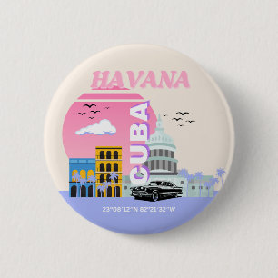 Havana Cuba Travel Art 2 Inch Round Button