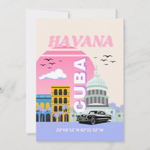 Havana Cuba Travel Art Holiday Card