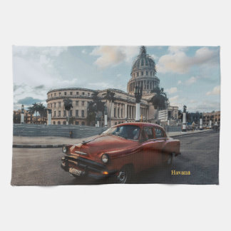 Havana Cuba Vintage Classic Car Kitchen Towel