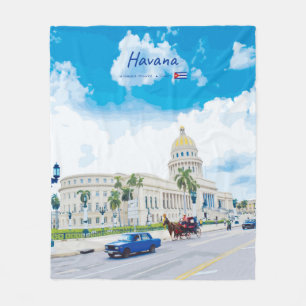 Havana, Cuba - Vintage Classic Soul Fleece Blanket