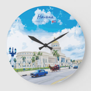 Havana, Cuba - Vintage Classic Soul Large Clock