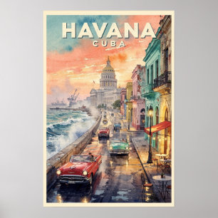 Havana Cuba Vintage Travel Poster