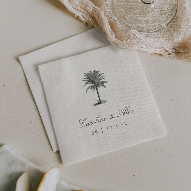 Havana Palm | Elegant Vintage Palm Tree Wedding Napkin (Creator Uploaded)