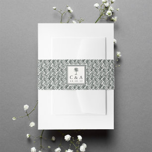 Havana Palm Monogram Wedding Invitation Belly Band
