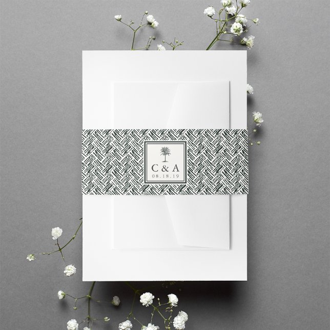 Havana Palm | Monogram Wedding Invitation Belly Band (Creator Uploaded)
