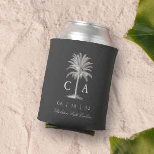 Havana Palm   Vintage Palm Tree Wedding Can Cooler