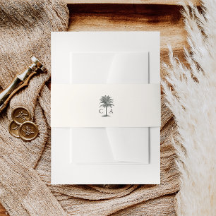 Havana Palm Vintage Palm Tree Wedding Monogram Invitation Belly Band